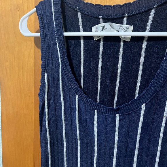 M. Rena Navy and White Striped Midi Dress - Picture 3 of 6